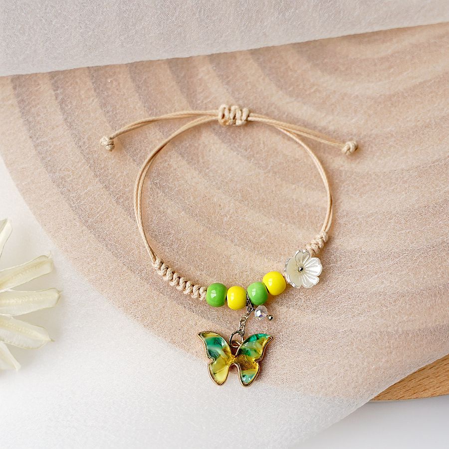 Gelang Tali Kepang Manik-Manik Butterfly Flower Warna Gradasi Gaya Elegan