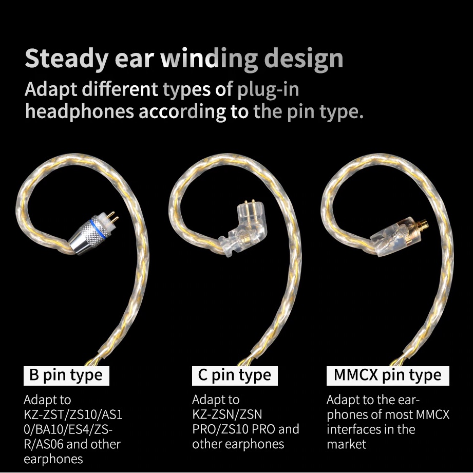 KZ Silver Gold Upgrade Earphone Cable Non Mic  Kabel KZ ZSN Pro X  ZS10 Pro ZSX ZAX DQ6 EDX Pro ZEX Pro EDS ZAS ASX AS16 AS12 ZST ZST X ED12 EDX