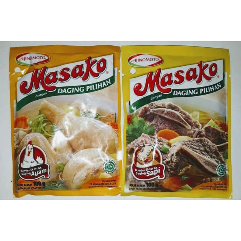 

Masako Rasa Ayam & Masako Rasa Sapi 100gr / Renceng isi 6@9gr