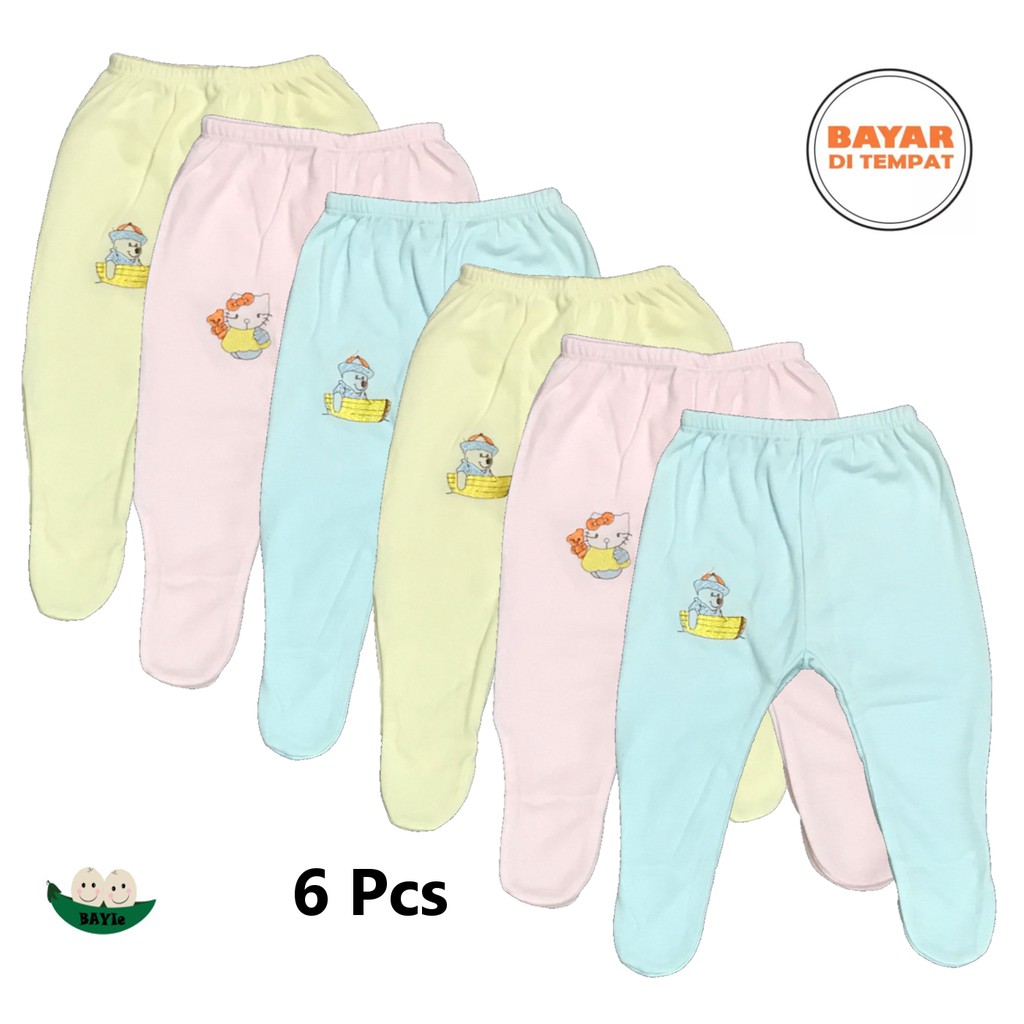 BAYIe - 6 Pcs Celana Panjang Bayi BUNTU/TUTUP Warna LILY Kualitas PREMIUM Bahan TC tebal 0-12 bulan