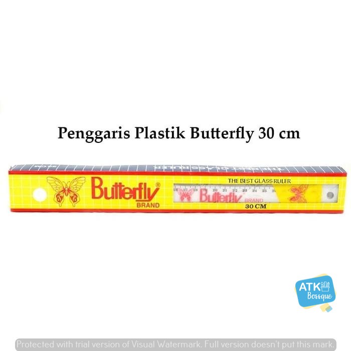 

Penggaris 30 cm Butterfly Eceran Grosir Murah Plastik Mika Transparan