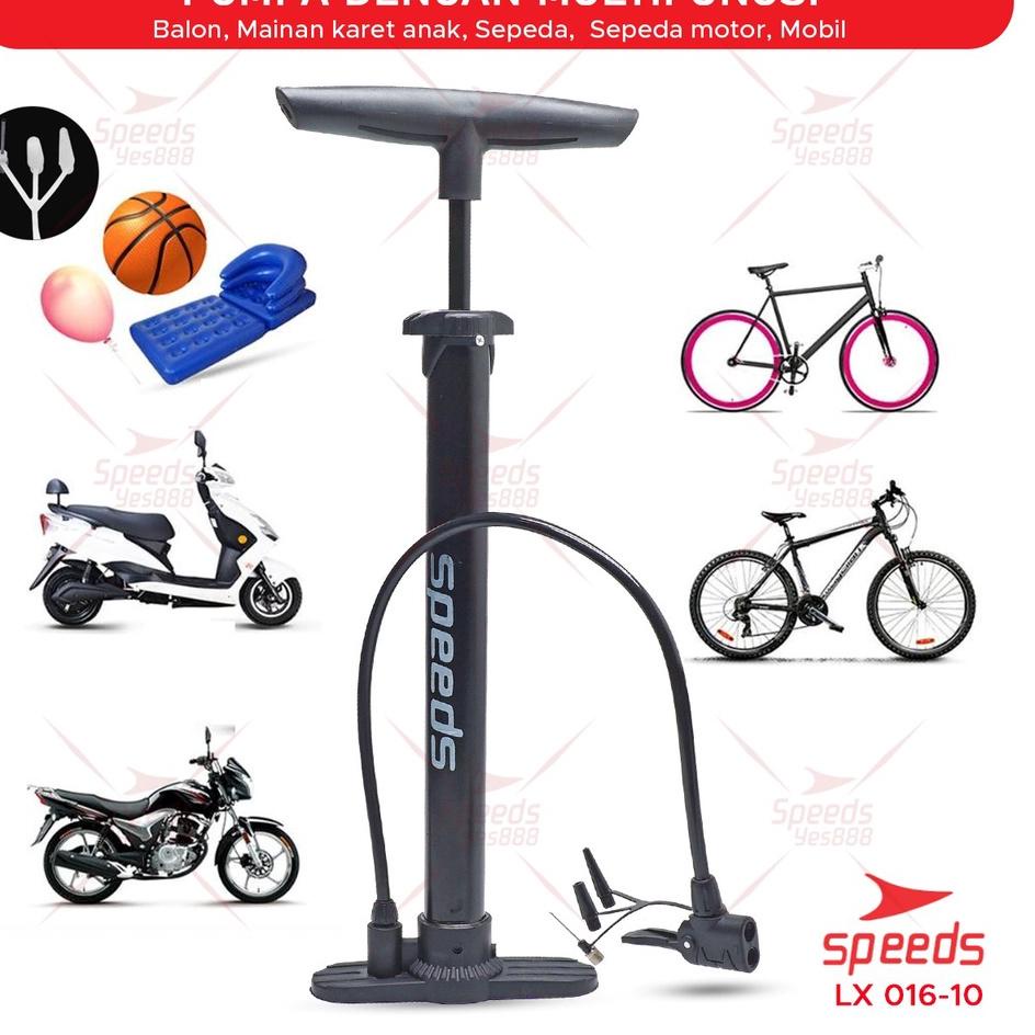 Berkualitas SPEEDS Pompa Angin Manual Stainless Untuk Ban Sepeda/Motor Pompa Ban 3 Kepala Tanpa Tabu
