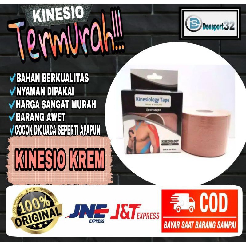 KINESIO TAPE + BOX / TAPPING KINESIOLOGY TAPING FUTSAL 5cm x 5m MURAH, TAPING OLAHRAGA WARNA KREM