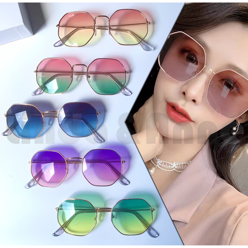 Frame Dan Lensa Kacamata Fashion Bentuk SegiEnam Untuk Wanita Dan Pria / Sunglasses Korean Style