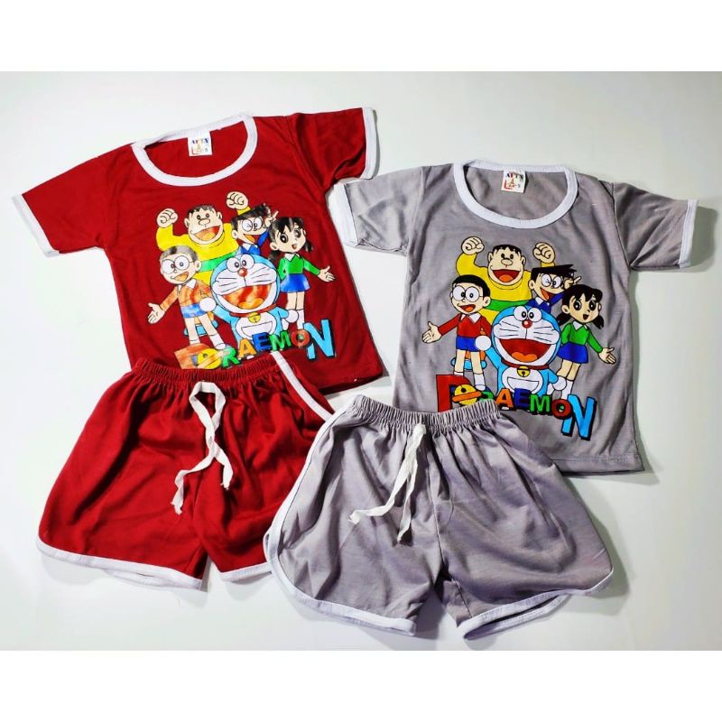 baju anak 1 stelan kaos DORAEMON