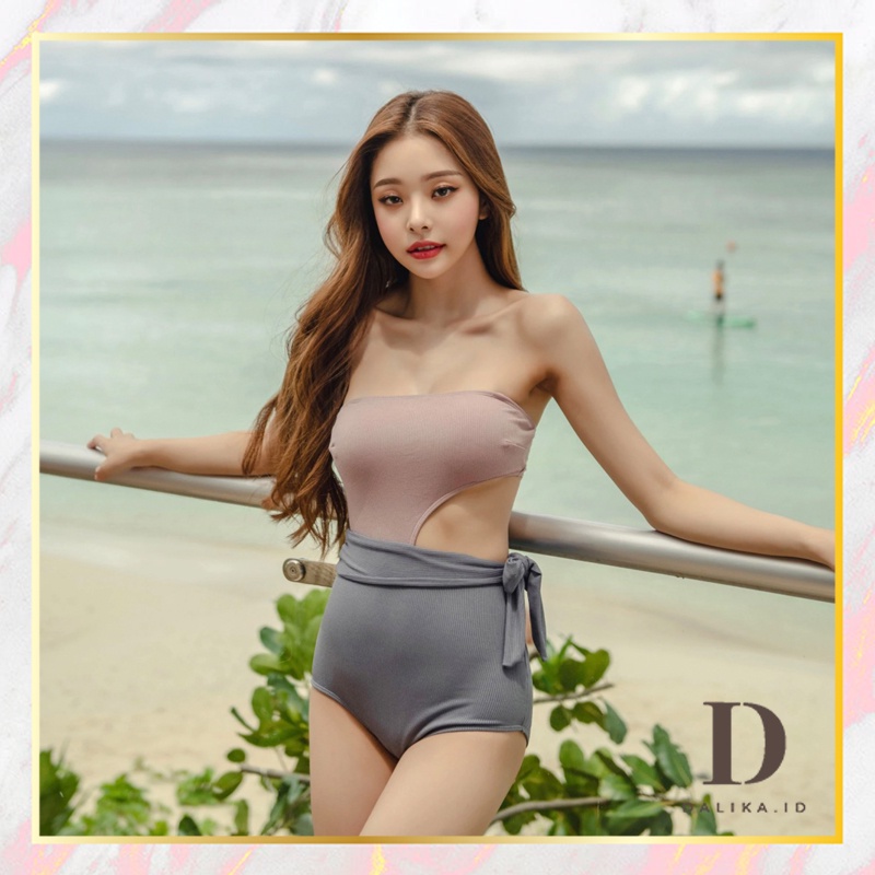 Swimsuit Set Bikini Baju Renang Wanita High Waist Elastis Nude Fashion Korea Import Dalika