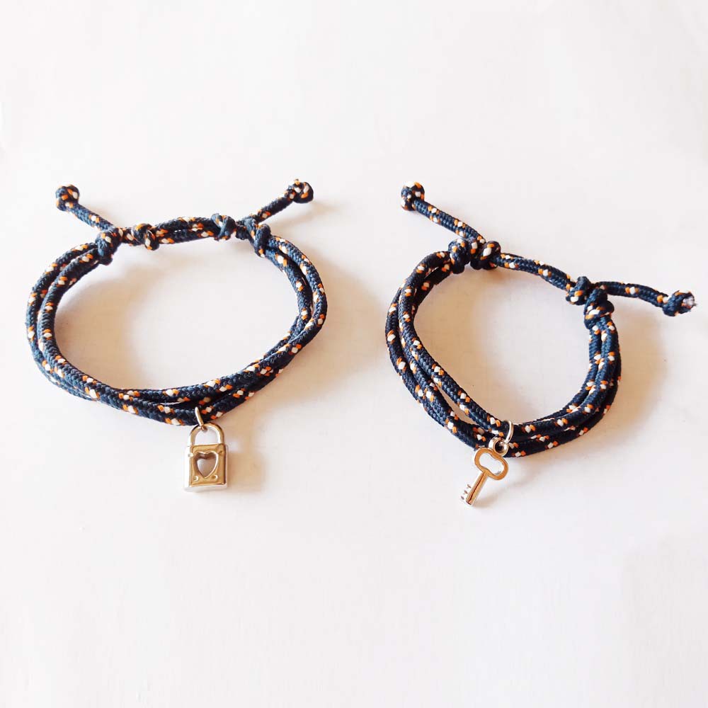 Gelang Couple Tali Prusik Biru Kunci Gembok