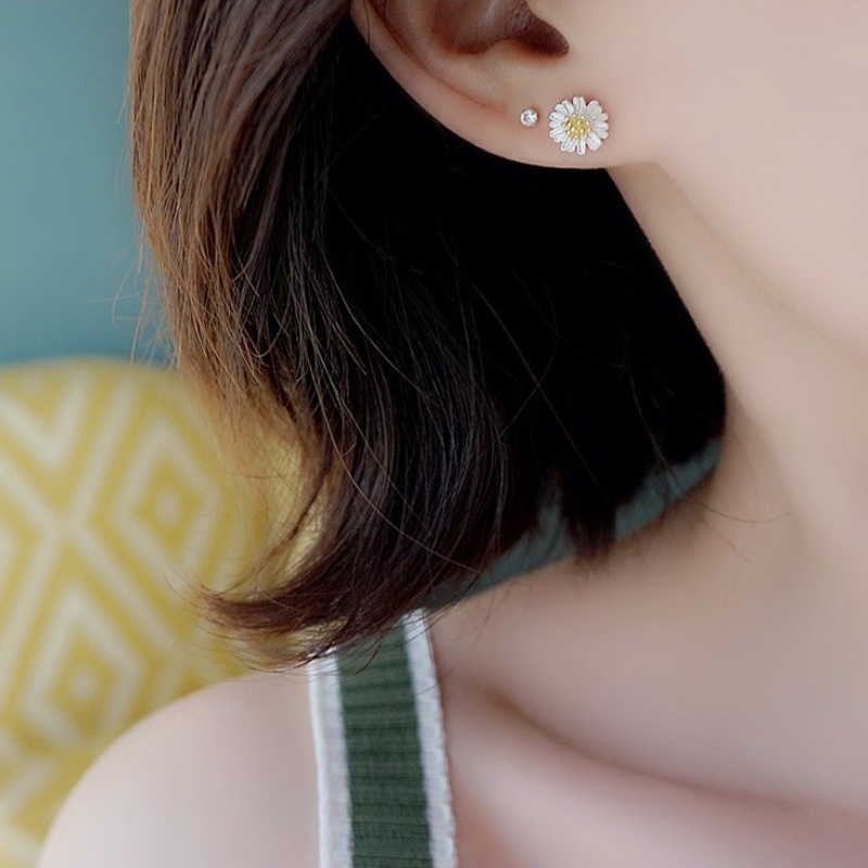 Set Perhiasan Kalung Anting Cincin Gelang Model Terbuka Dapat Disesuaikan Dengan Liontin Bunga Aster Untuk Wanita