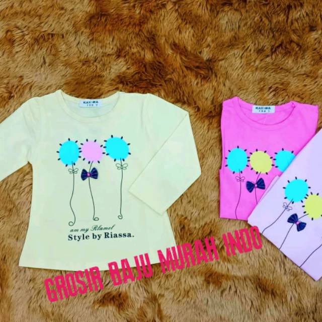 Baju anak lengan panjang anak cewek balon kuning pink