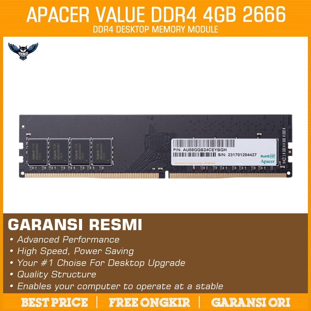 RAM APACER DDR4 4GB 2666 - Longdimm Memory PC Value 2666Mhz