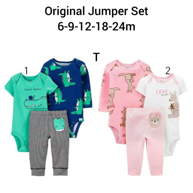 Set Jumper bayi/ set 3in1 baju bayi / jumper bayi / baju bayi import