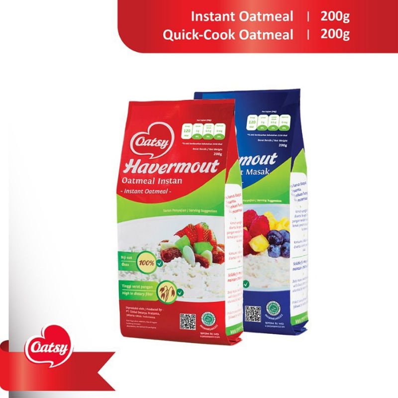 

Oatsy Oatmeal Instant dan Oatmeal Quick Cook 750gr Menu Sarapan instan Sereal Bergizi Tinggi Halal