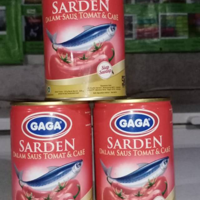 Gaga sarden saus tomat & cabe 425 gramM 10 dus