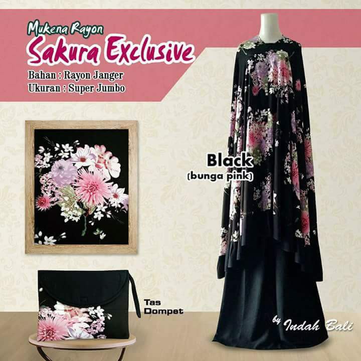Mukena sakura black pink
