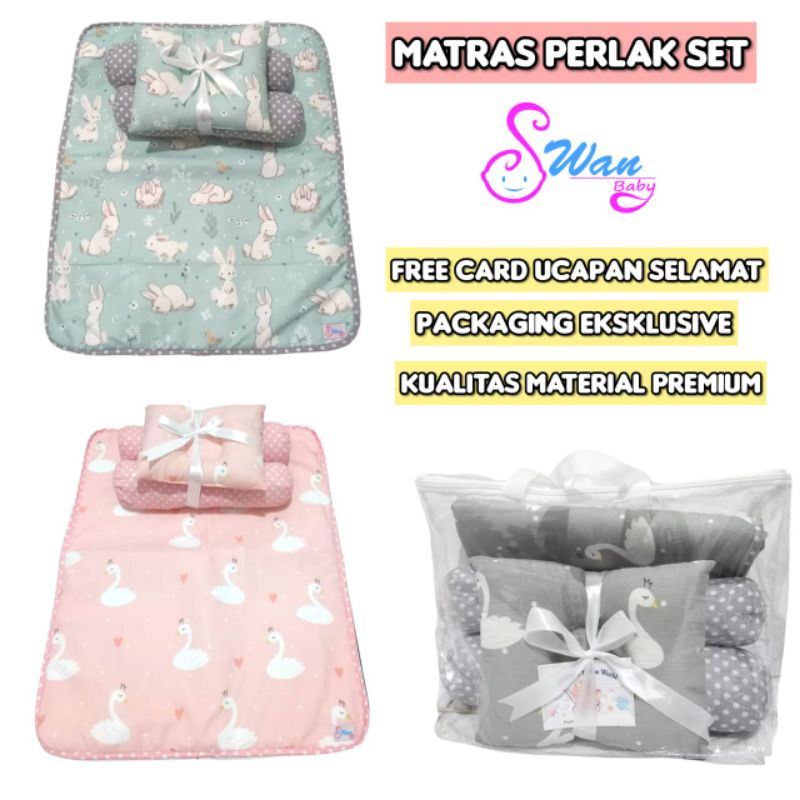 Swan Baby Matras bayi / Set matras perlak bayi /Tempat Tidur Bayi / Bedding set baby / Kado bayi