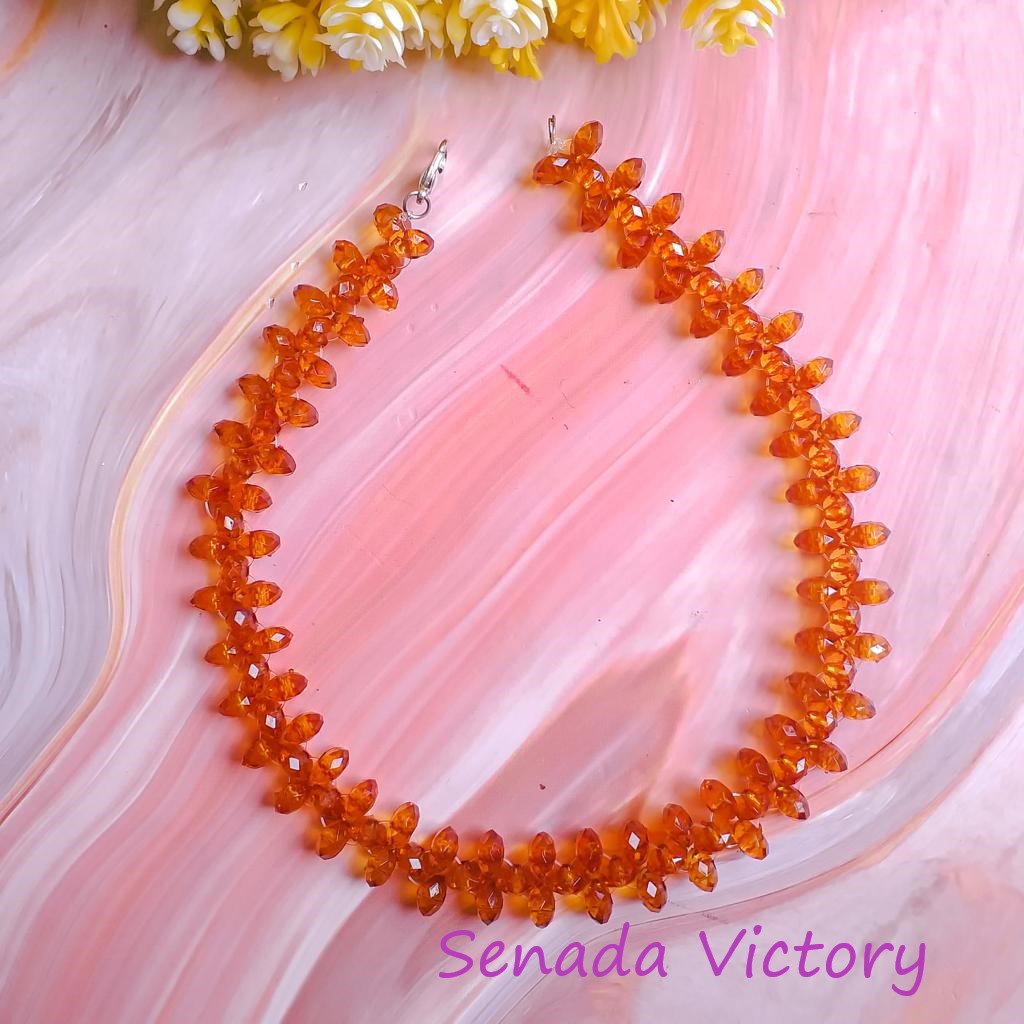 Senada Victory Kalung Choker Kristal Aura Kalung Choker Elegant Aksesoris Wanita SK043