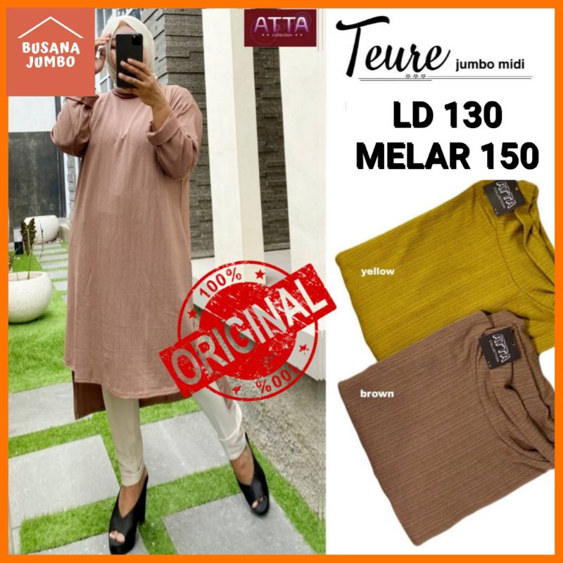BAJU TUNIK ATASAN CASUAL WANITA JUMBO BIG SIZE LD 130-160 MATT KAOS MESYA IMPORT ORI ATTA | TEURE EI