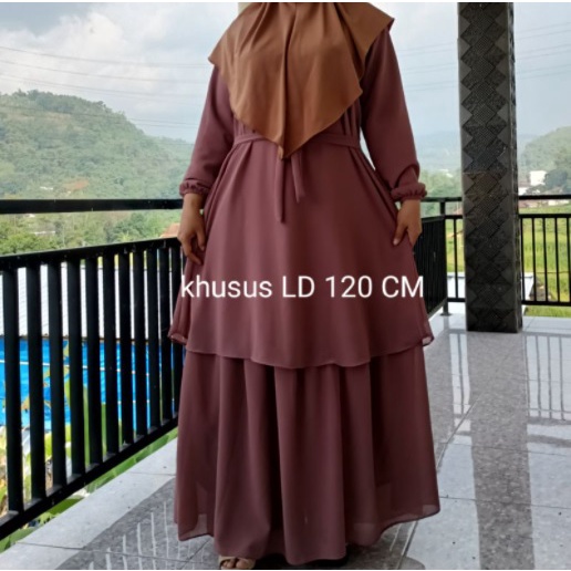 Mega04 - Gamis Jumbo Polos | Dress Seruti | Ceruty | Untuk Berat Badan 80-85 kg | Baju Wanita Terlar