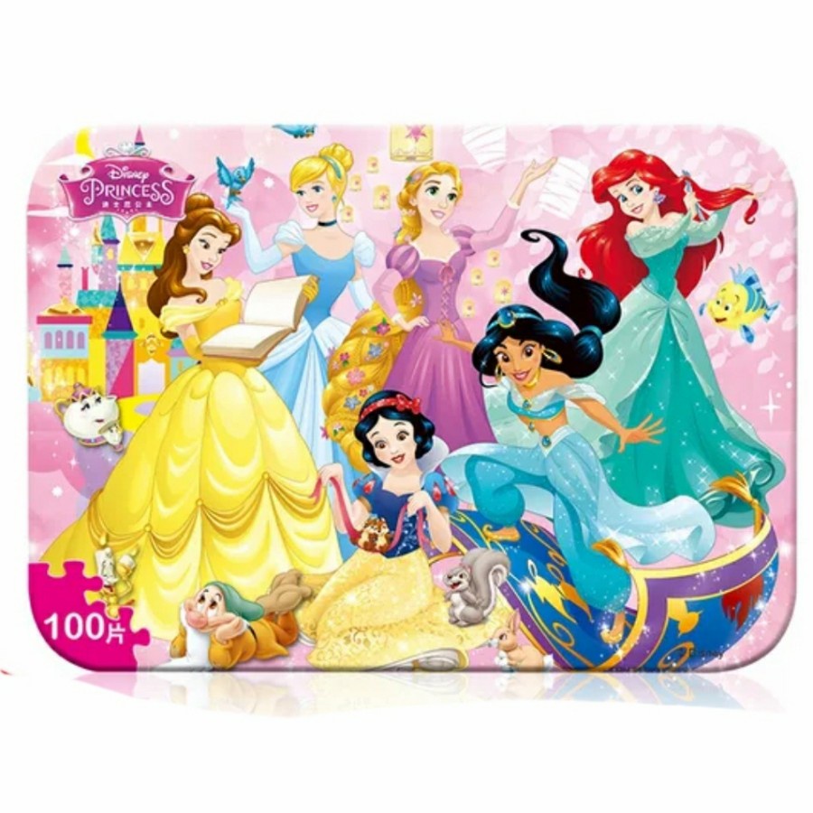 PRINCESS DISNEY can puzzle 100 pcs SNOW WHITE RAPUNZEL MERMAID SOFIA