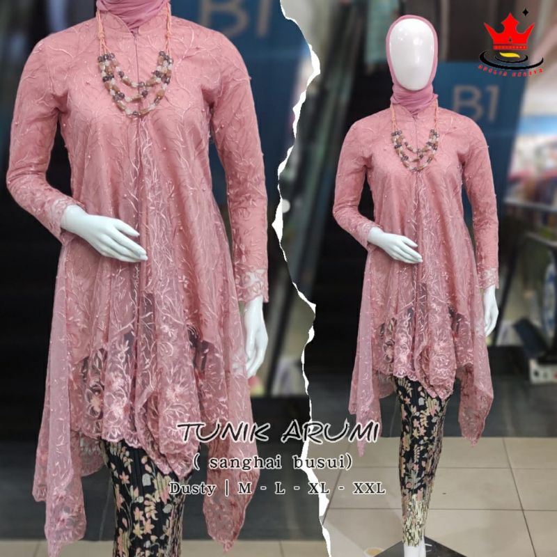 IndahKebaya | SETELAN KEBAYA SANGHAI BUSUI JUMBO / KEBAYA TILLE TUNIK /  BAJU MODERN RESLETING DEPAN