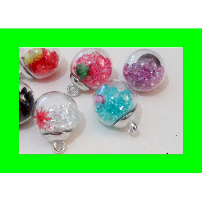 3 Pcs Charm Bola Kaca 16 mm (ALA-045) TDD Bahan Craft