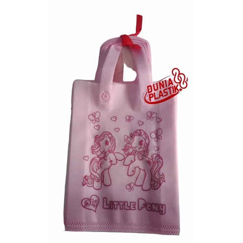 isi12pc TAS KAIN KARAKTER sablon acara party pesta ultah ulang tahun anak souvernir goodie bag kado spunbob gasset tas ramah lingkungan anak cowok cewek spidermen hellokiti unicorn frozen doraemon cars tayo lol tsumtsum-TAS KAIN LITTEPONY