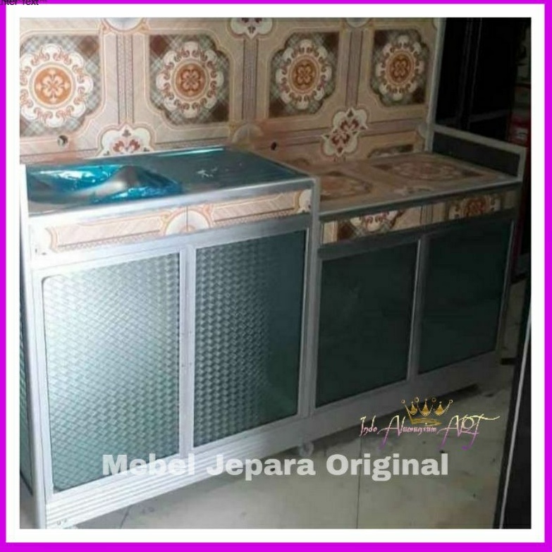 Wastafel Cuci Piring & Meja Kompor & Lemari Dapur Pintu 4 Kaca