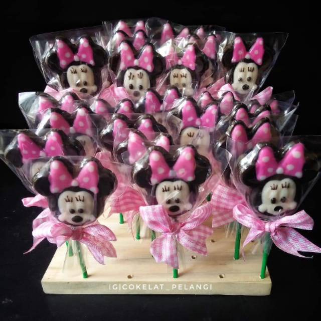 

Souvenir ultah lollipop coklat Mickey Minnie mouse