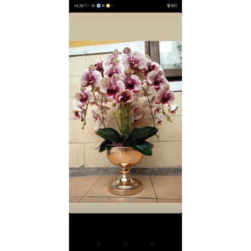 Rangkaian anggrek latex jumbo vas gold