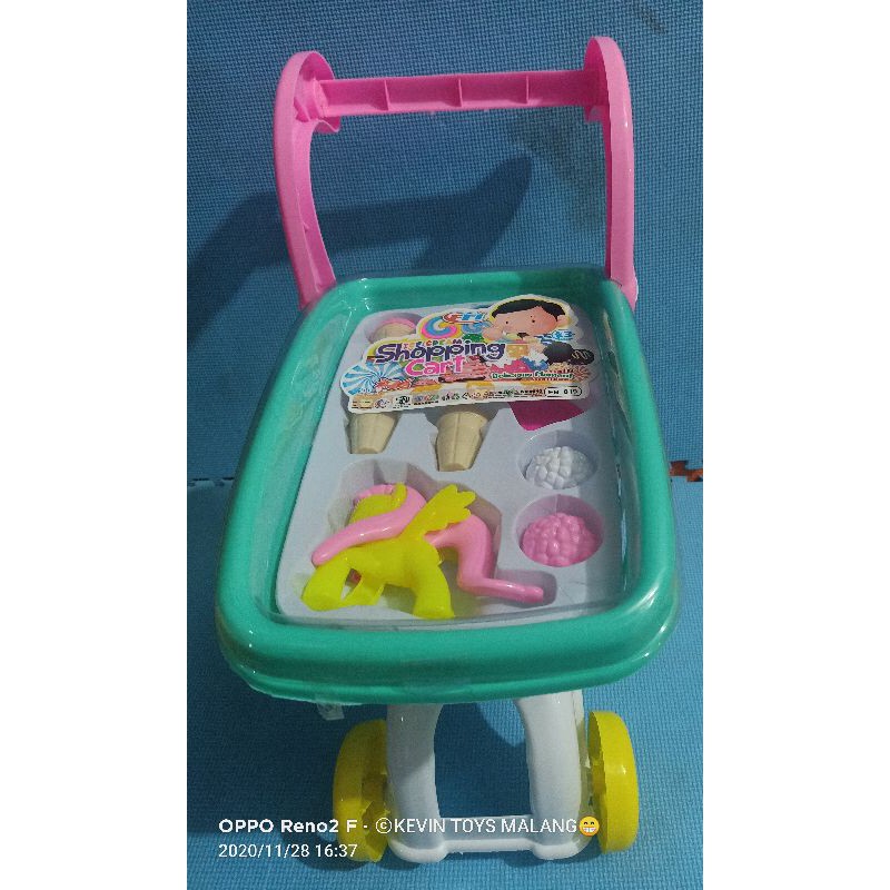 FB 819 mainan trolly es krim plus kuda pony rakit sendiri / mainan stroller ice cream shopping cart