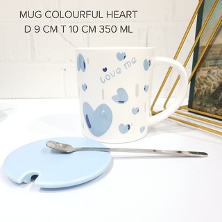 MUG KERAMIK GELAS KOPI HATI | COLOURFUL HEART | GELAS KADO WEDDING