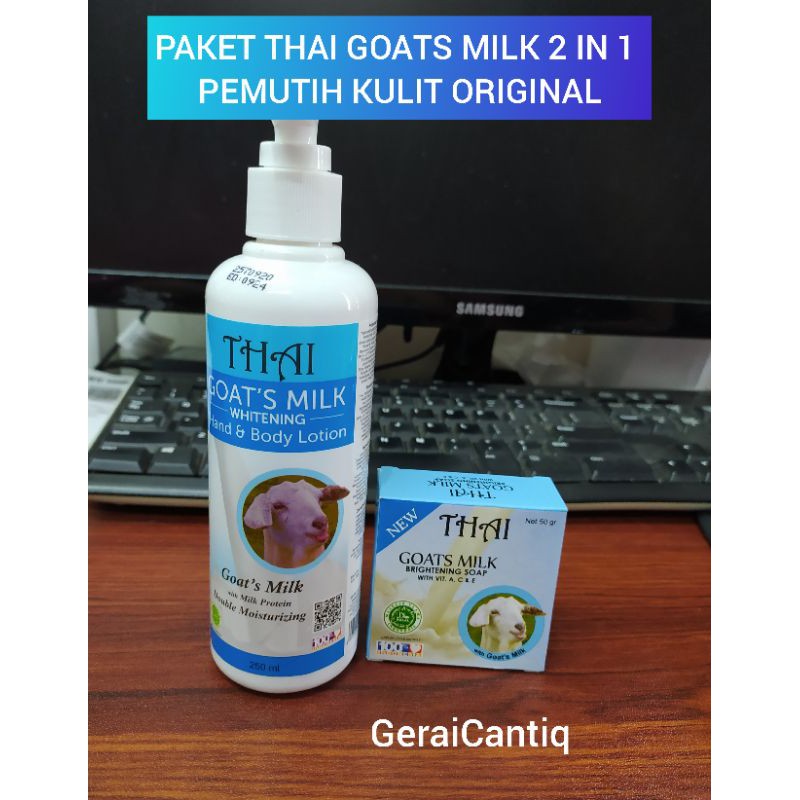 PAKET THAI GOATS MILK 2 IN 1 SABUN DAN BODY LOTION PEMUTIH KULIT