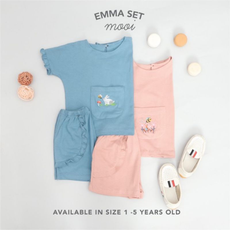 Mooi EMMA SET / Setelan Baju Anak Perempuan Baju Ruffle Celana 1-5y