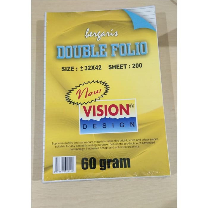 

Kertas Double Folio Bergaris VISION isi 200 Lbr