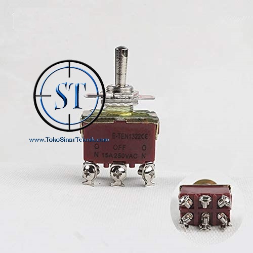 BA-12C-15A Toggle SW 6p Besar On-Off-On 15A Saklar Toggle Besar  Tombol Switch Tuas Gagang Besi 15 Amp