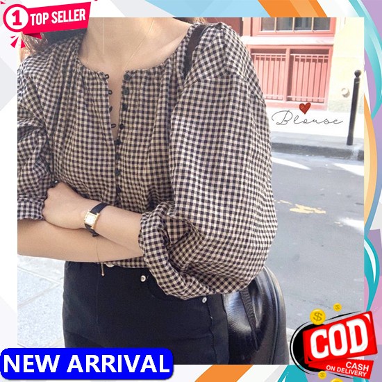 Baju Atasan Blouse Wanita Remaja Brukat Terbaru 2021 Model Kekinian Bahan Moscrepe Mix Tile Jumbo Pe