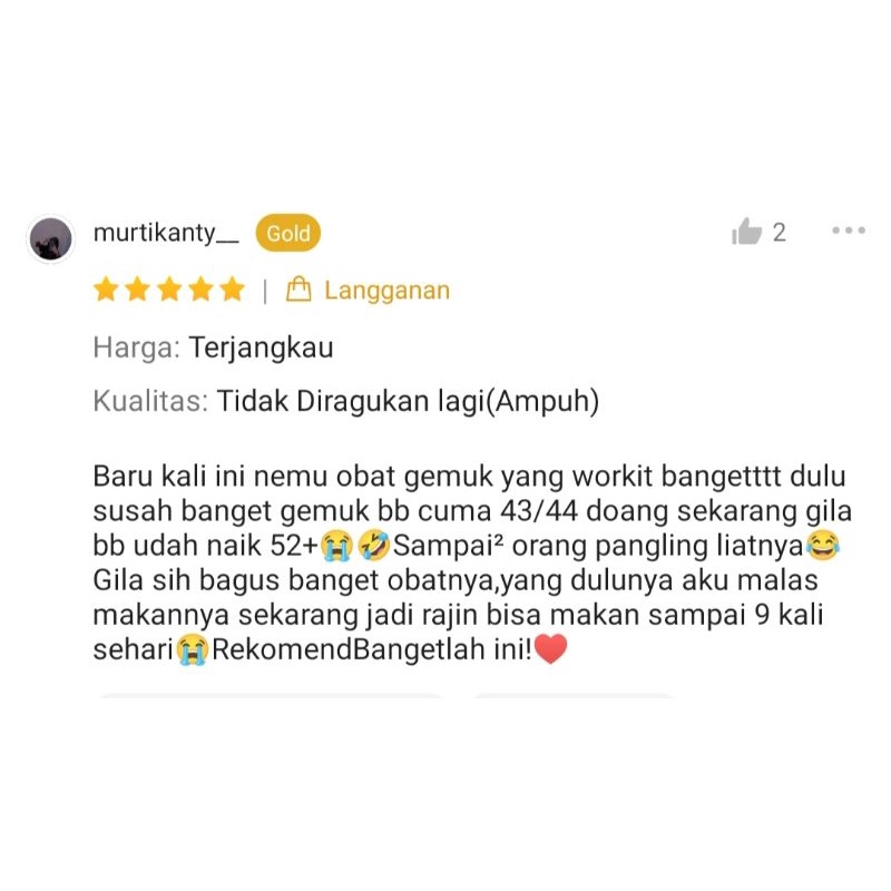 [100% ORIGINAL] OBAT GEMUK RACIKAN FARMASI | SUPLEMEN PENAMBAH BERAT BADAN | OBAT PENGGEMUK BADAN AMPUH