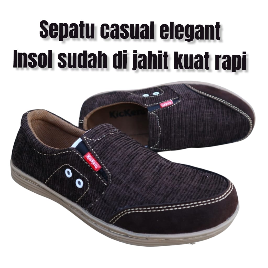 SEPATU SLIP ON PRIA SELOP CASUAL SLOP KICKERS PRIA KEREN KANTOR HITAM COKLAT