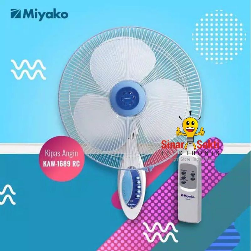 Miyako Kipas Angin Dinding Wall Fan KAW 1689 RC Remote 16 Inch 16&quot;