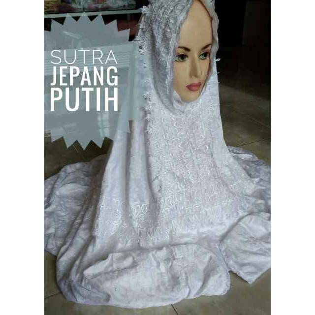 Mukena terusan sutra jepang putih