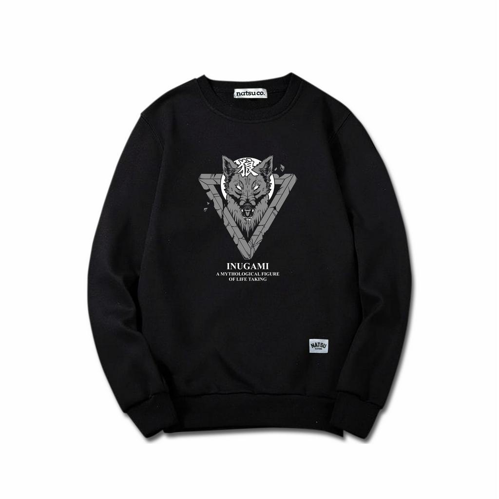 Natsu project Sweater Crewneck UNISEX INUGAMI BLACK/HITAM