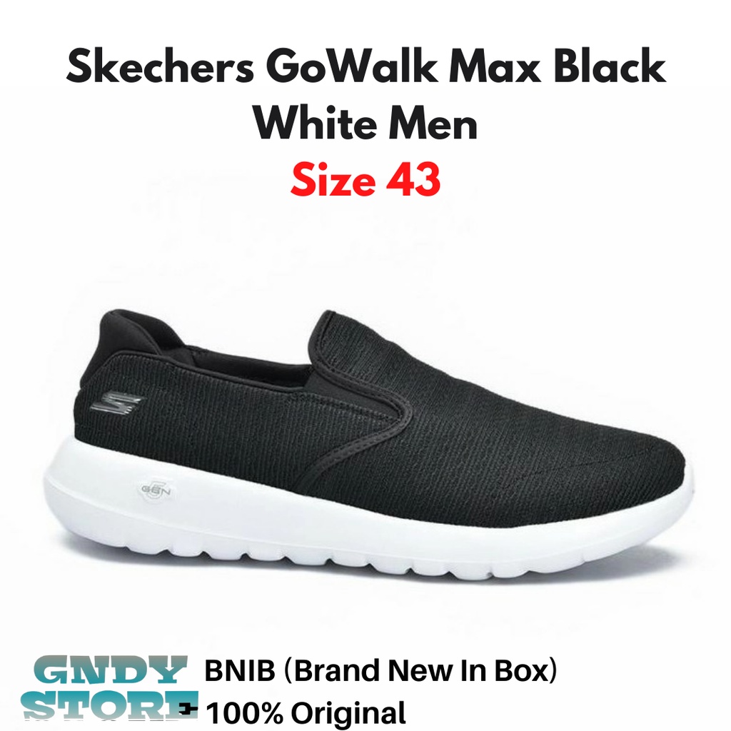 Sepatu Slip On Pria Skechers Go Walk Max 54629/BKW Black White Men Original BNIB 100% Asli