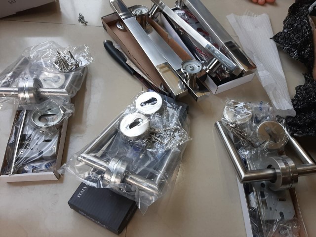 Handle Pintu Minimalis Stainless 2 Set+kunci