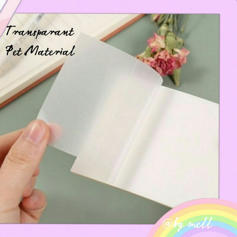 

50 Lembar Pet Post-it Transparan Sticky Note Anti air Memo Aesthetic untuk sekolah/kantor/jurnal harian