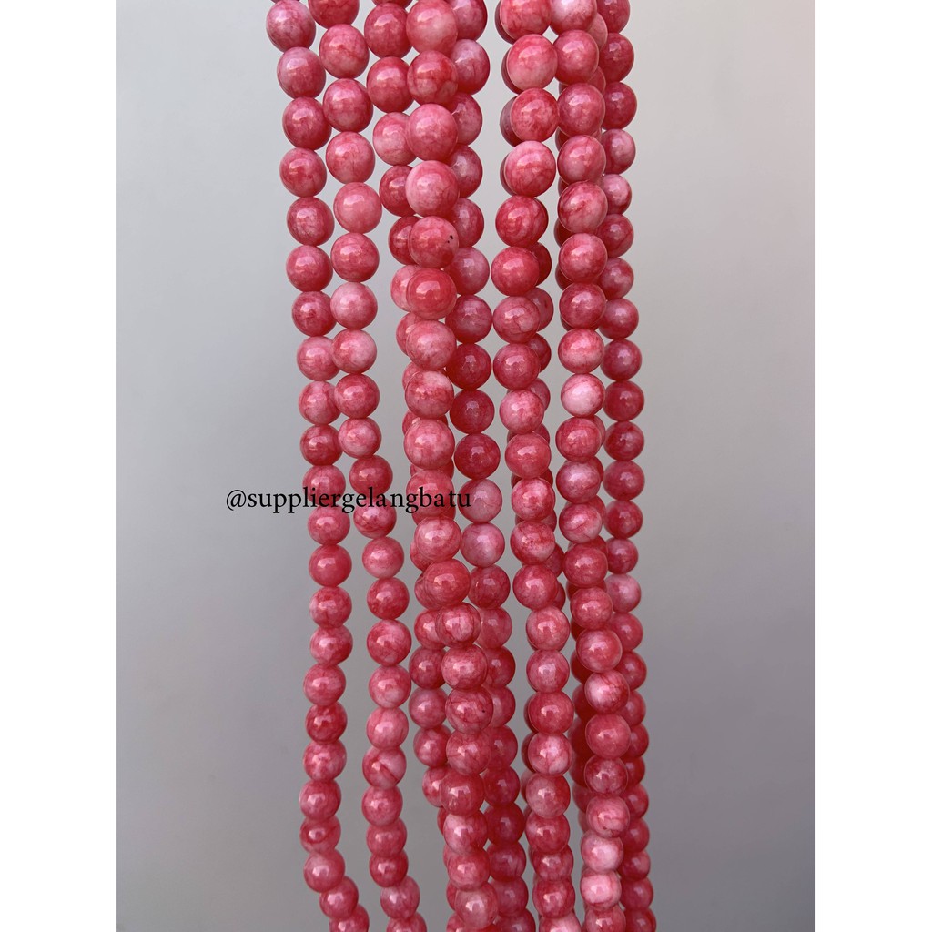 batu kristal red borneo pink 8mm banjar crystal stone healing serat bahan kalung gelang strap masker