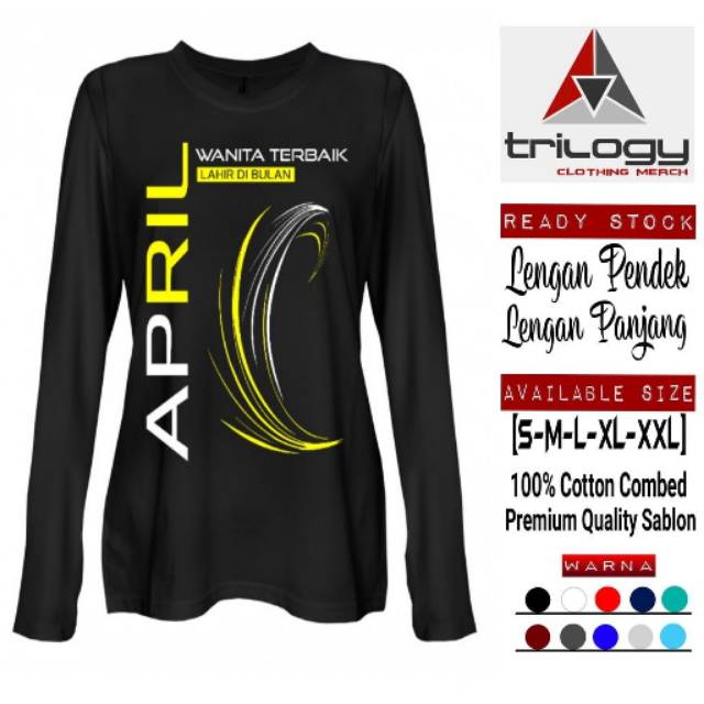 KAOS WANITA TERBAIK APRIL LENGAN PANJANG BISA REQUEST WARNA