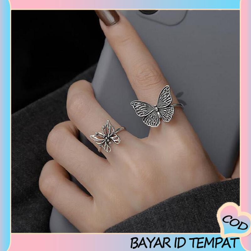 COD❤️ Cincin Bentuk Kupu-Kupu Tiga Dimensi Untuk Wanita-A.one