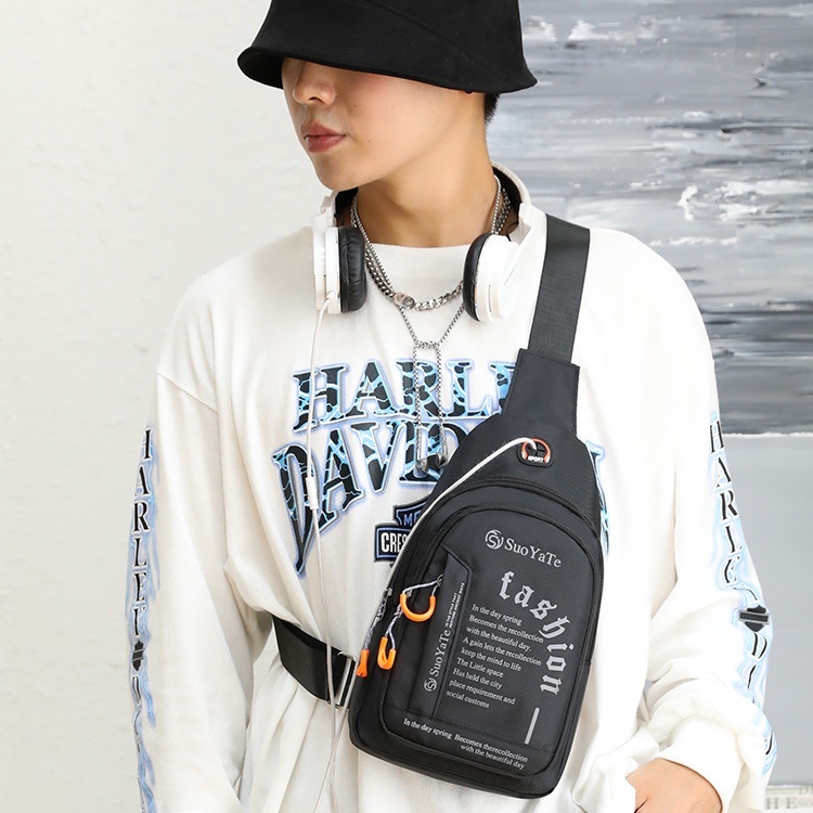 TAS SELEMPANG PRIA ANTI AIR PREMIUM HITAM TA526B5 CHAMBER WAISTBAG COWOK KEREN BAHU DADA PUNGGUNG IMPORT SIMPLE KEKINIAN REMAJA LAKI BATAM BRANDED FASHION DISTRO