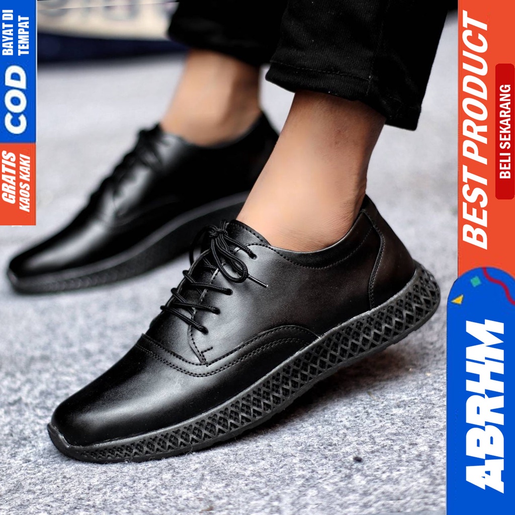 Sepatu Casual Pria Sneakers Hitam Kasual Kulit Pu Kerja Kuliah Kantor Kondangan Pesta Fashion Shoes Terbaru Sneker Original SIMON ABRHM