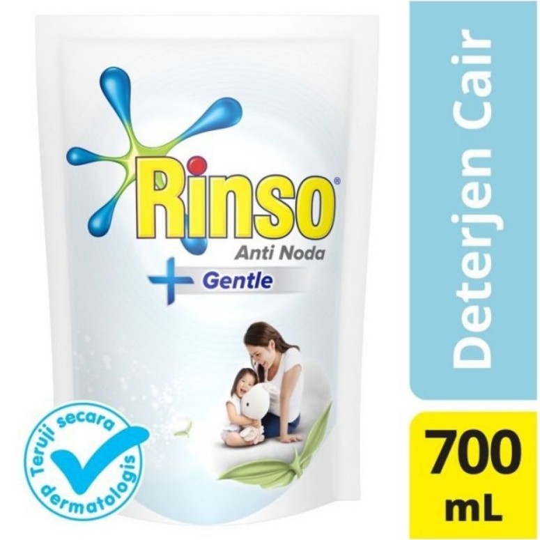 Rinso Gentle Deterjen Cair 700 ml - Perlindungan Dari Bakteri - rinso cair - rinso - pencuci pakaian